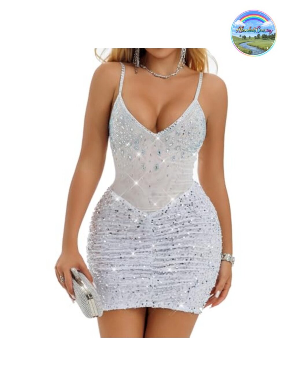 Sequin Slip Party Dress Spaghetti Strap Sleeveless Clubwear